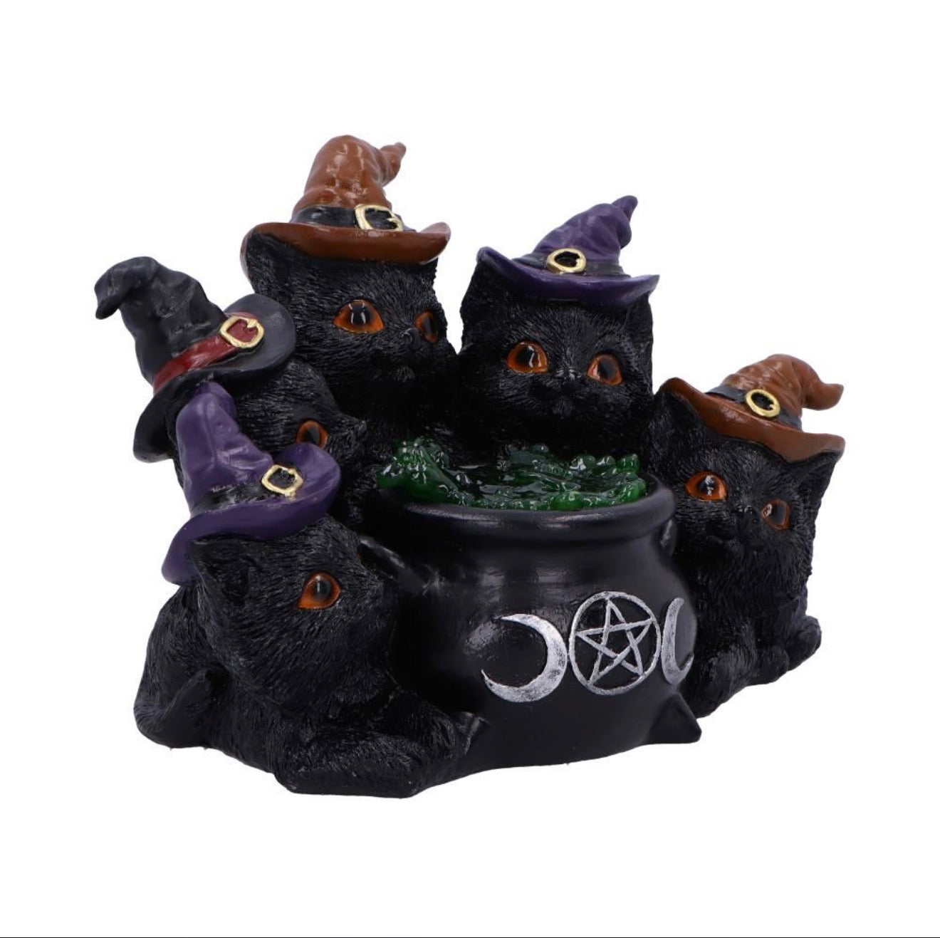 Kindle's Potion Light Up Cats and Cauldron Ornament 18.5cm