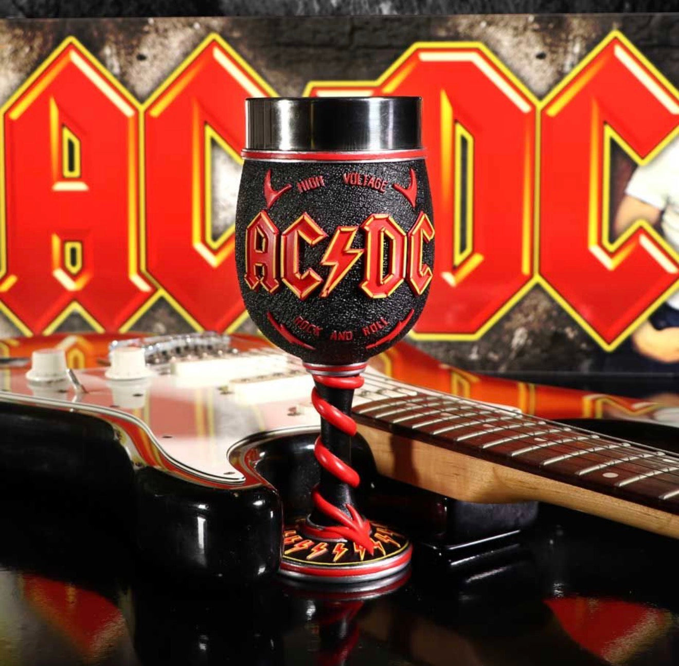 AC/DC High Voltage Rock and Roll Goblet Lighting Horns Wine Glass 19.5 CM