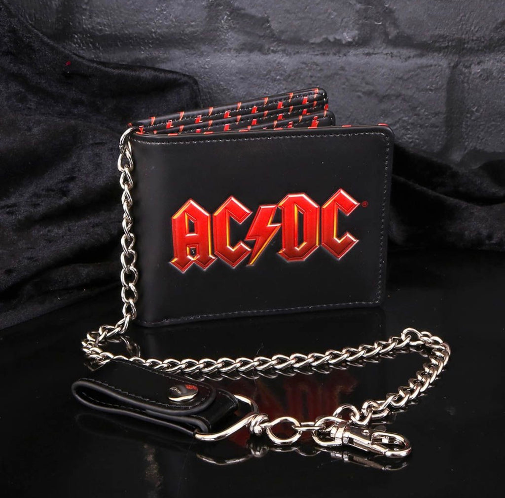 AC/DC Logo Leather Lightning Chained Wallet Purse 11CM