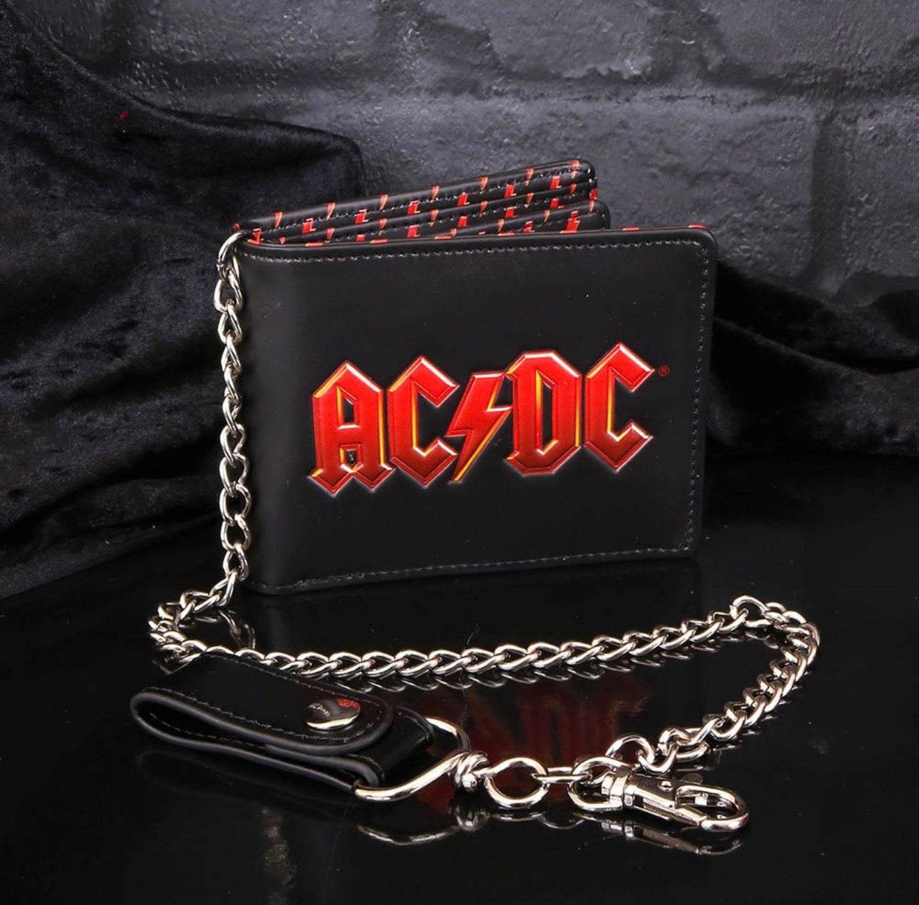 AC/DC Logo Leather Lightning Chained Wallet Purse 11CM