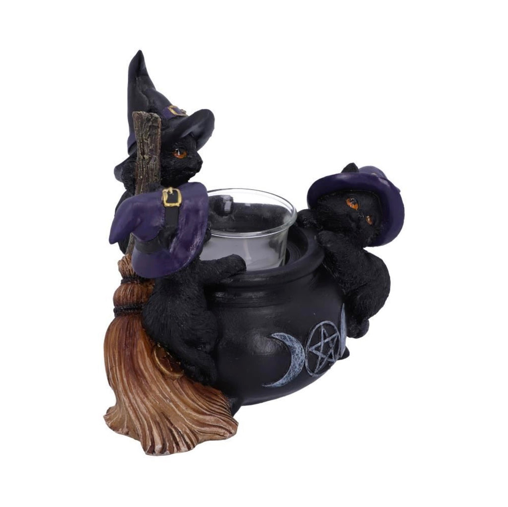 Familiar Cauldron Black Cat Candle Holder 12.5cm