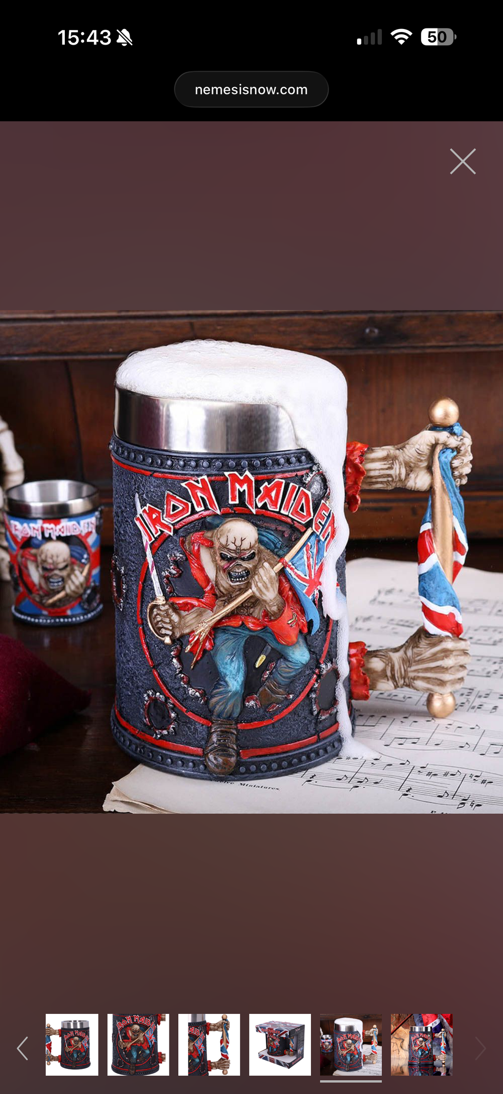 Iron Maiden Eddie The Trooper Tankard Mug Officially Licensed Merchandise 14CM